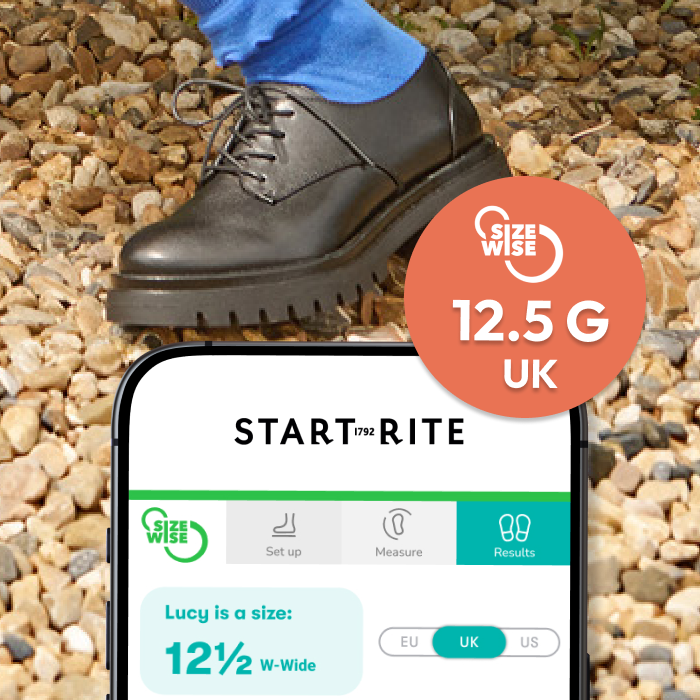 Start-Rite boots and SizeWise foot measuring on a phone